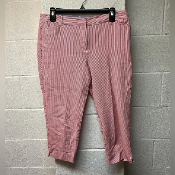 Talbots Red and White Striped Crop Pants - Picture 1 of 5